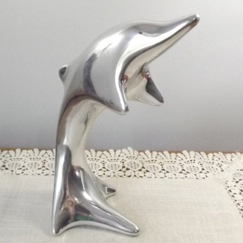 Vintage Hoselton Signed Metal Dolphin Sculpture